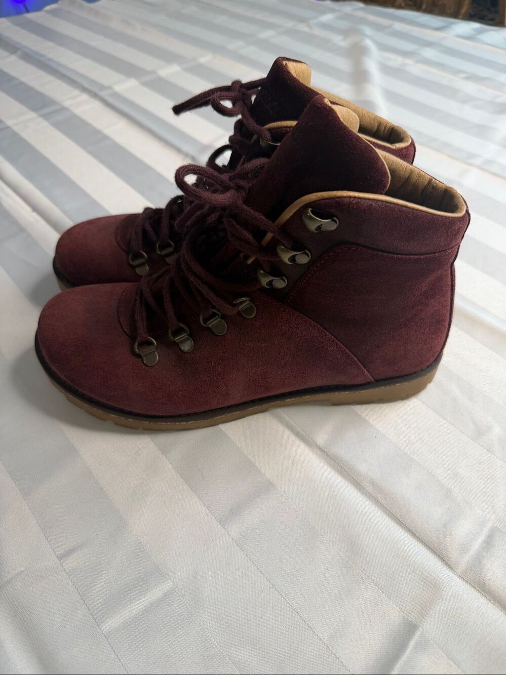 Birkenstock Jackson Ochre Burgundy Leather Hiking Mountain Boots Size 39 E US 8 - Picture 2 of 10